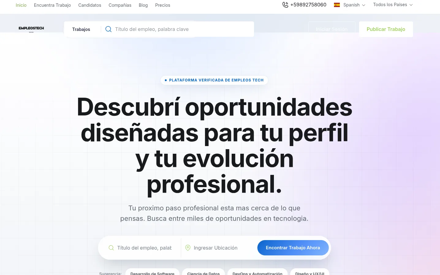 Captura de la portada de EmpleosTech
